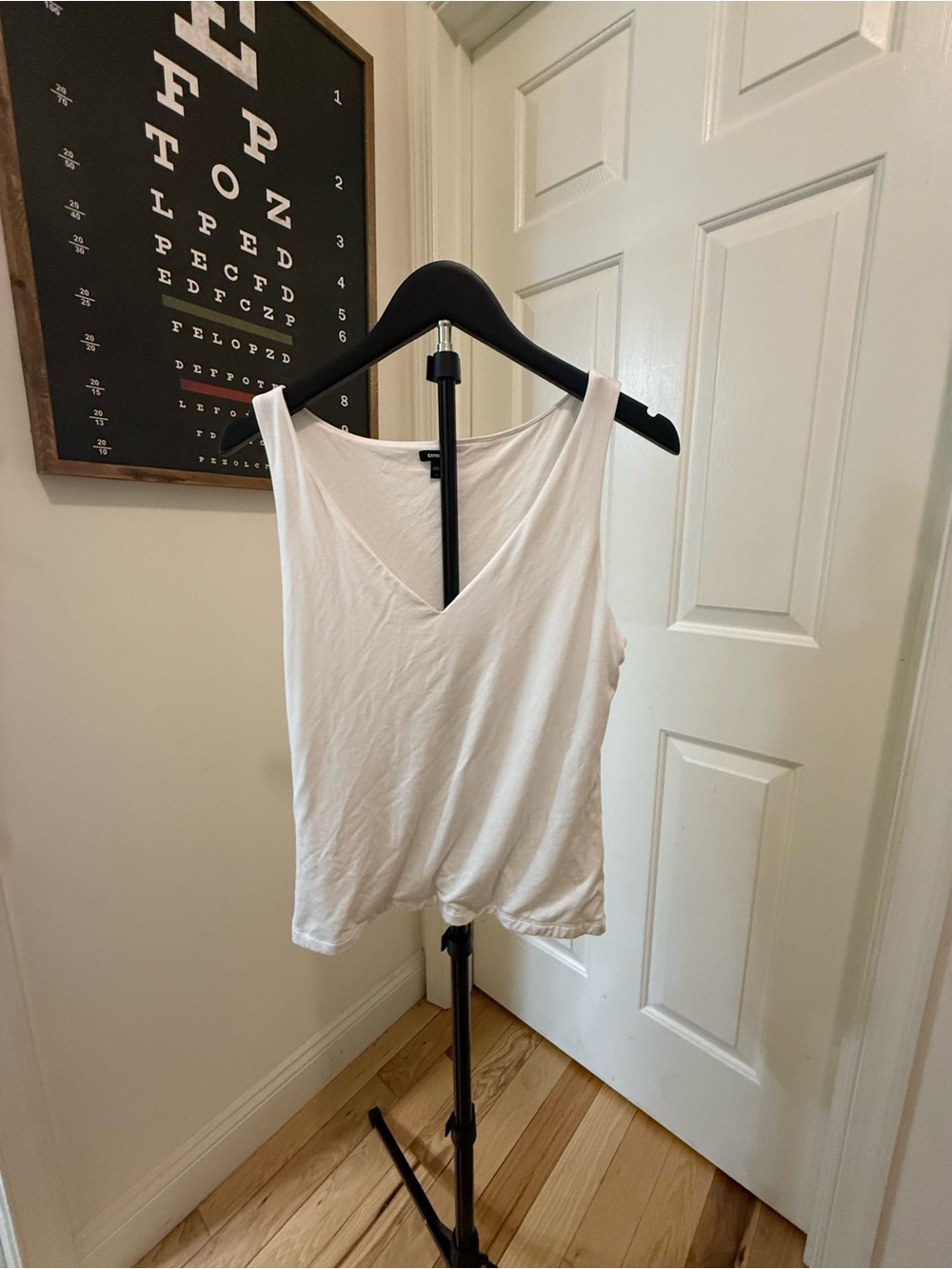 Express White V-Neck Tank Top